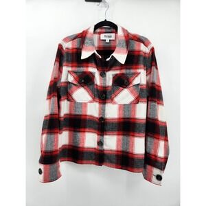 BB Dakota Steve‎ Madden Plaid Shirt Jacket Womens L Red Black White